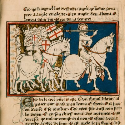 Velký král na bílém koni. Miniatura z: Apocalypse de saint Jean, asi 1320. od Unbekannt