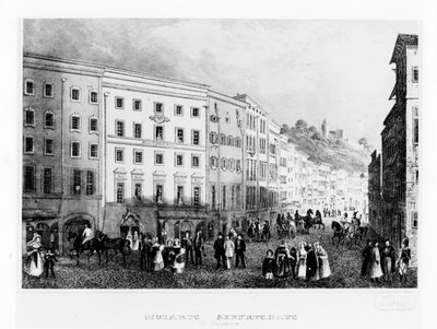 Dům v Salcburku, ve kterém se Mozart narodil v roce 1791, v polovině 19. století od Unbekannt