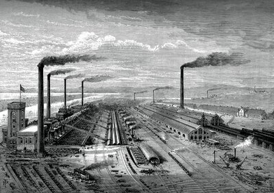 Hutnírna a ocelárna v Barrow, c1880 od Unbekannt