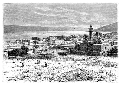 Jezero a město Tiberias, Izrael, 1895 od Unbekannt