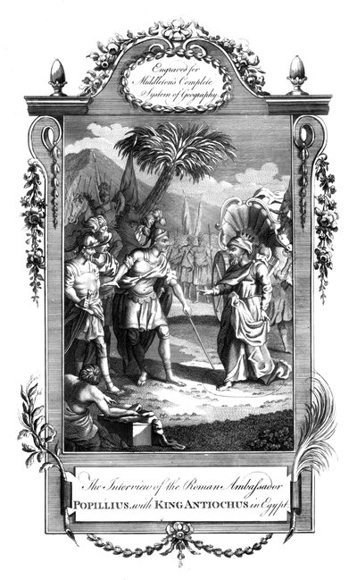 Setkání mezi římským velvyslancem Popilliusem a králem Antiochem, Egypt, c18. století od Unbekannt