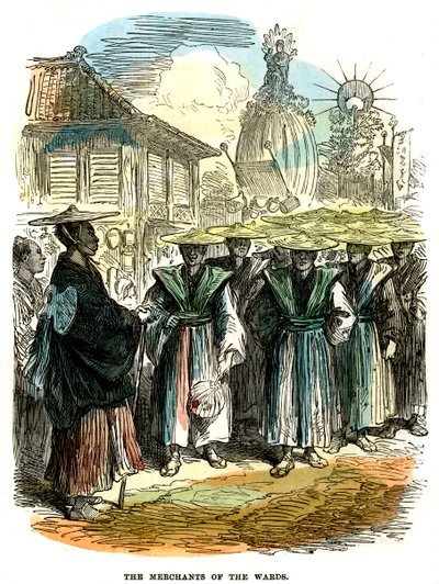 Obchodníci z oddělení, novoroční festivalový průvod v Jokohamě, Japonsko, 1872 od Unbekannt