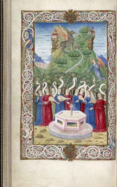 Devět múz s Pegasem a horou Helicon z Argumenta od Guarinus Veronensis, 1485-1499 od Unbekannt
