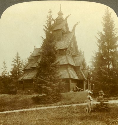 Starý kostel Gol, malebný 12. stol. Budova v Osoarshal, Norsko, c1905. od Unbekannt
