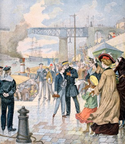Návrat lodi Borda a nalodění lodi Fistots, Brest, Francie, 1902 od Unbekannt