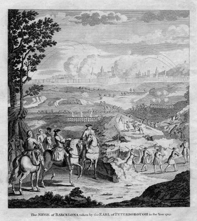 Obléhání Barcelony hrabětem z Peterborough v roce 1705 od Unbekannt
