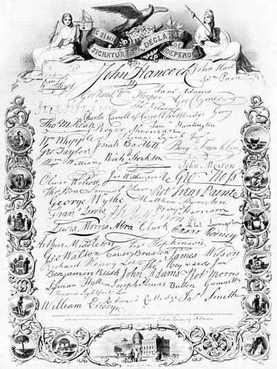 Podpisy k americké deklaraci nezávislosti, c1776, c1920 od Unbekannt