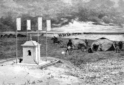 Hrob lamy a tábor, mongolská poušť, c1890 od Unbekannt