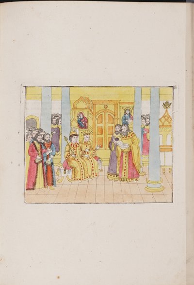 Svatební obřad cara Michaila Fedoroviče a Evdokia Lukyanovna, 1810 od Unbekannt