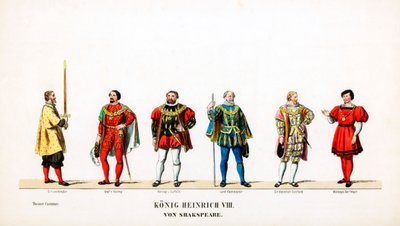 Návrhy divadelních kostýmů pro Shakespearovu hru Jindřich VIII., 19. století od Unbekannt