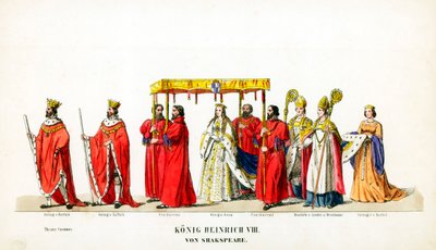 Návrhy divadelních kostýmů pro Shakespearovu hru Jindřich VIII., 19. století od Unbekannt