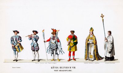 Návrhy divadelních kostýmů pro Shakespearovu hru Jindřich VIII., 19. století od Unbekannt