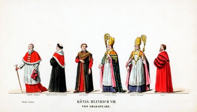 Návrhy divadelních kostýmů pro Shakespearovu hru Jindřich VIII., 19. století od Unbekannt