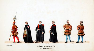 Návrhy divadelních kostýmů pro Shakespearovu hru Jindřich VIII., 19. století od Unbekannt