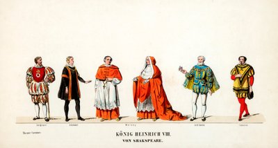 Návrhy divadelních kostýmů pro Shakespearovu hru Jindřich VIII., 19. století od Unbekannt