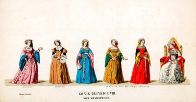 Návrhy divadelních kostýmů pro Shakespearovu hru Jindřich VIII., 19. století od Unbekannt