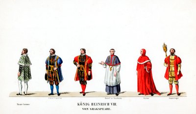 Návrhy divadelních kostýmů pro Shakespearovu hru Jindřich VIII., 19. století od Unbekannt