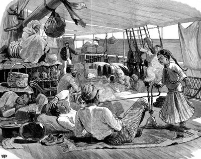 Třetí třída na palubě Kilwa, Brindisi do Barmy, 1886 od Unbekannt