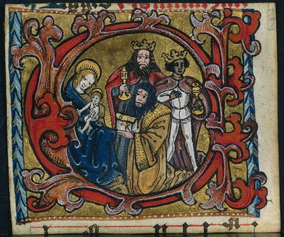 Tři výstřižky z misálu: Iniciála C s Klaněním tří králů, c. 1470-1500. od Unbekannt