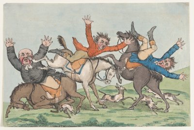 Tři jezdci padají ze svých hor, 1780-1820. od Unbekannt