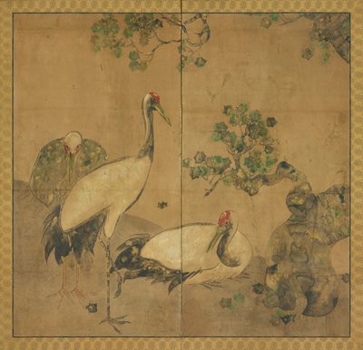 Tři jeřábi pod stromem, období Edo, 1615-1868. od Unbekannt