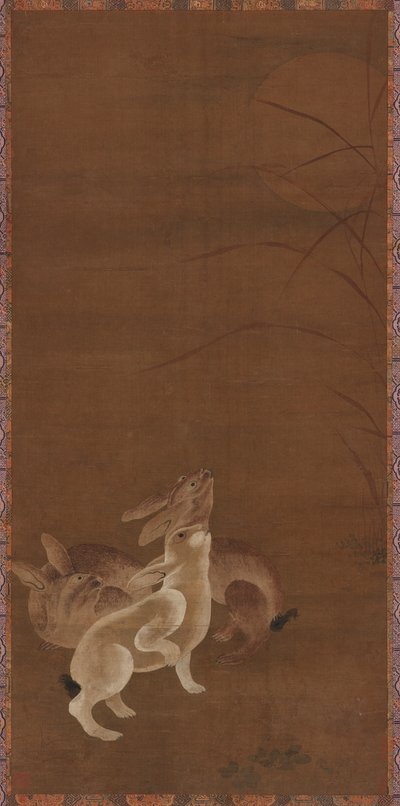 Tři zajíci při pohledu na Měsíc, 1368-1644. od Unbekannt