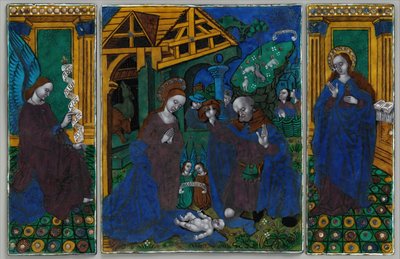 Tři desky z triptychu s Klaněním pastýřů..., francouzština, poč. 16. stol. od Unbekannt