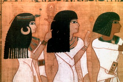 Tři sestry, detail ze starověké egyptské nástěnné malby od Unbekannt