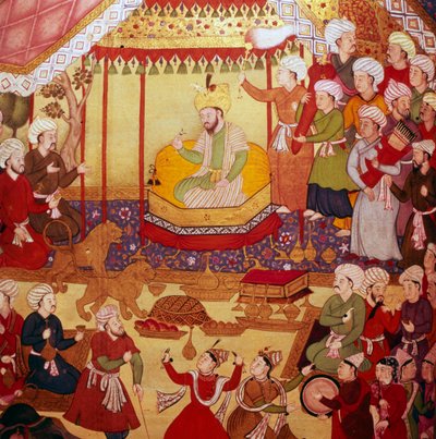Timur intronizovaný během oslav, mughalský rukopis, 1600-1601 od Unbekannt