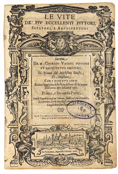 Titulní strana z: Giorgio Vasari, Životy nejznamenitějších italských malířů..., 1568. od Unbekannt