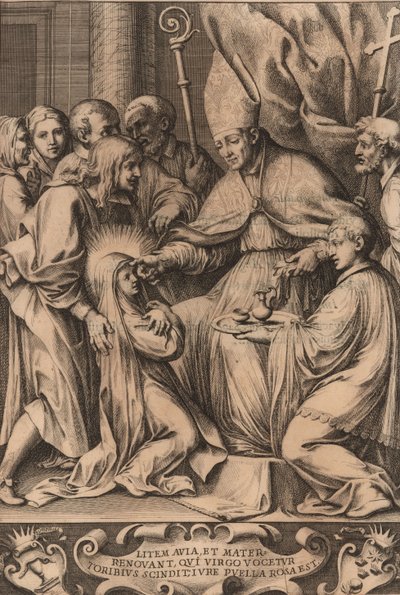 Toribio Alfonso Mogrovejo potvrzuje Rose of Lima, 1670. od Unbekannt