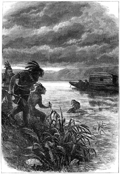 Obchodníci na řece Ohio napadeni domorodými Američany, 18. století c1880 od Unbekannt