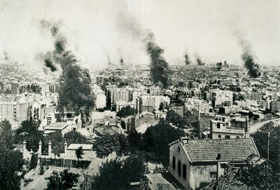 Tragický týden 1909, Požár klášterů. Obrázek zveřejněn v časopise "La Actualidad". Barcelona, ​​Španělsko od Unbekannt