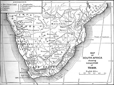 Kmenová mapa Jižní Afriky, c1880 od Unbekannt