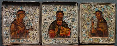 Triptych s Kristem, Pannou a sv. Janem Evangelistou, 19. století. od Unbekannt