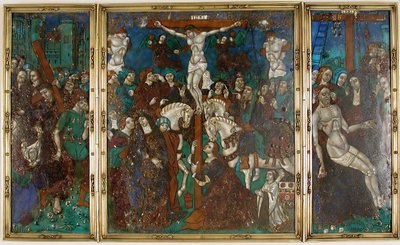 Triptych s Cestou na Kalvárii, Ukřižováním a Sestupem z kříže, francouzština, 16. století. od Unbekannt