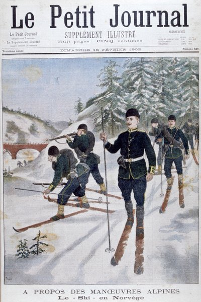 Vojska na lyžích při alpských manévrech, Norsko, 1902 od Unbekannt