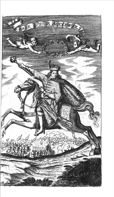 Car Petr I. Alexejevič od Georga Adama Schleissing Derer beiyden Czaaren v Reussland Ivan a Peter Alexewiz, 1693 od Unbekannt