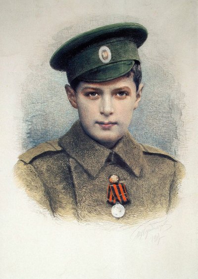 Carevič Alexej jako kopiník ruské armády, 1917 od Unbekannt