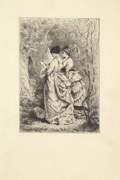 Dvě mladé dámy v zahradě, 1873-74. od Unbekannt