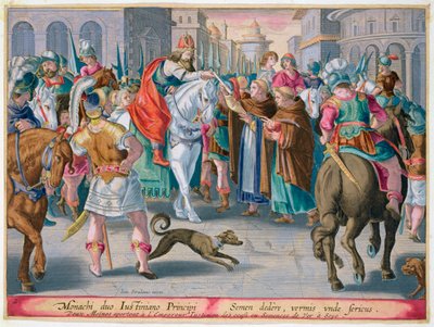 Dva mniši představují bource morušového pašované z Číny byzantskému císaři Justiniánovi, 6. od Unbekannt