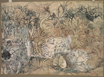 Umed Singh z City Hunting Lions, c. 1785-1790. od Unbekannt