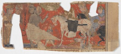 Neidentifikovaná scéna a fragment textu ze Shahnama Book of Kings, ca. 1330-40. od Unbekannt