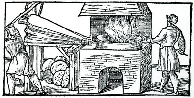 Použití měchů ke zvýšení tahu v peci, 1540 od Unbekannt