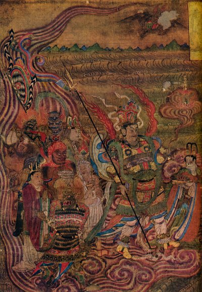 Vaishravana putující přes vlny z jeskyní tisíce Buddhů, c900 od Unbekannt