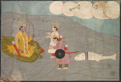 Vanasuras Sons Submit to Krishna: Scéna z Aniruddha Usha sekce Krishna Lila, c. 1840. od Unbekannt