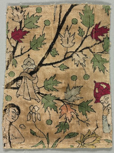 Velvet Fragment, Khusrau Sees Shirin Bathing, 1550-99. od Unbekannt