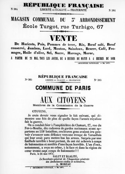 Vente, z francouzských politických plakátů Pařížské komuny, květen 1871 od Unbekannt