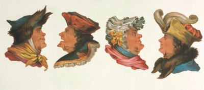 Obrázkové puzzle, čtyři hlavy / chromolitograf. od Unbekannt