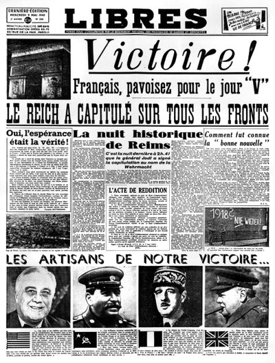 Vítězství!, titulní strana deníku Libres, 9. května 1945 od Unbekannt